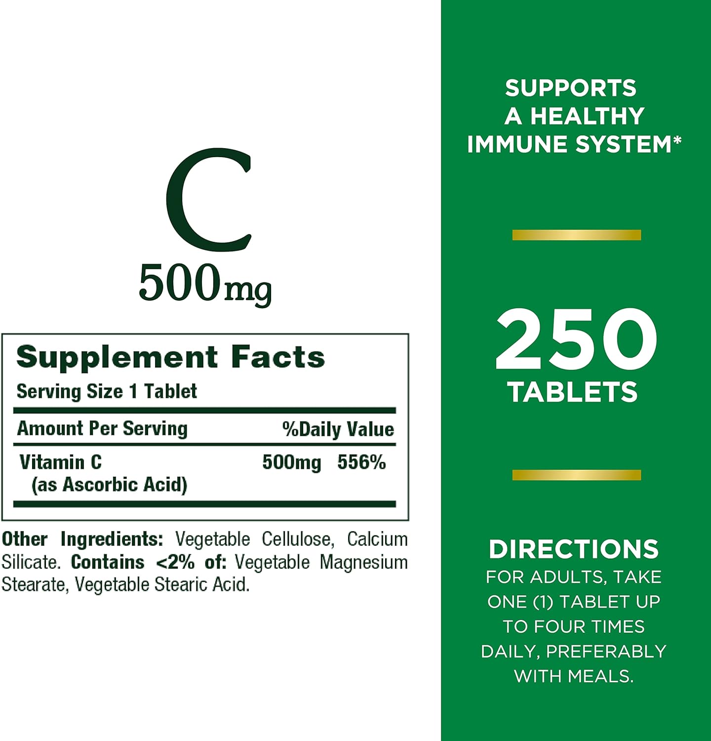 Nature's Bounty Vitamin C, Supports a Healthy Immune System, Vitamin Supplement, 500mg, 250 Tablets