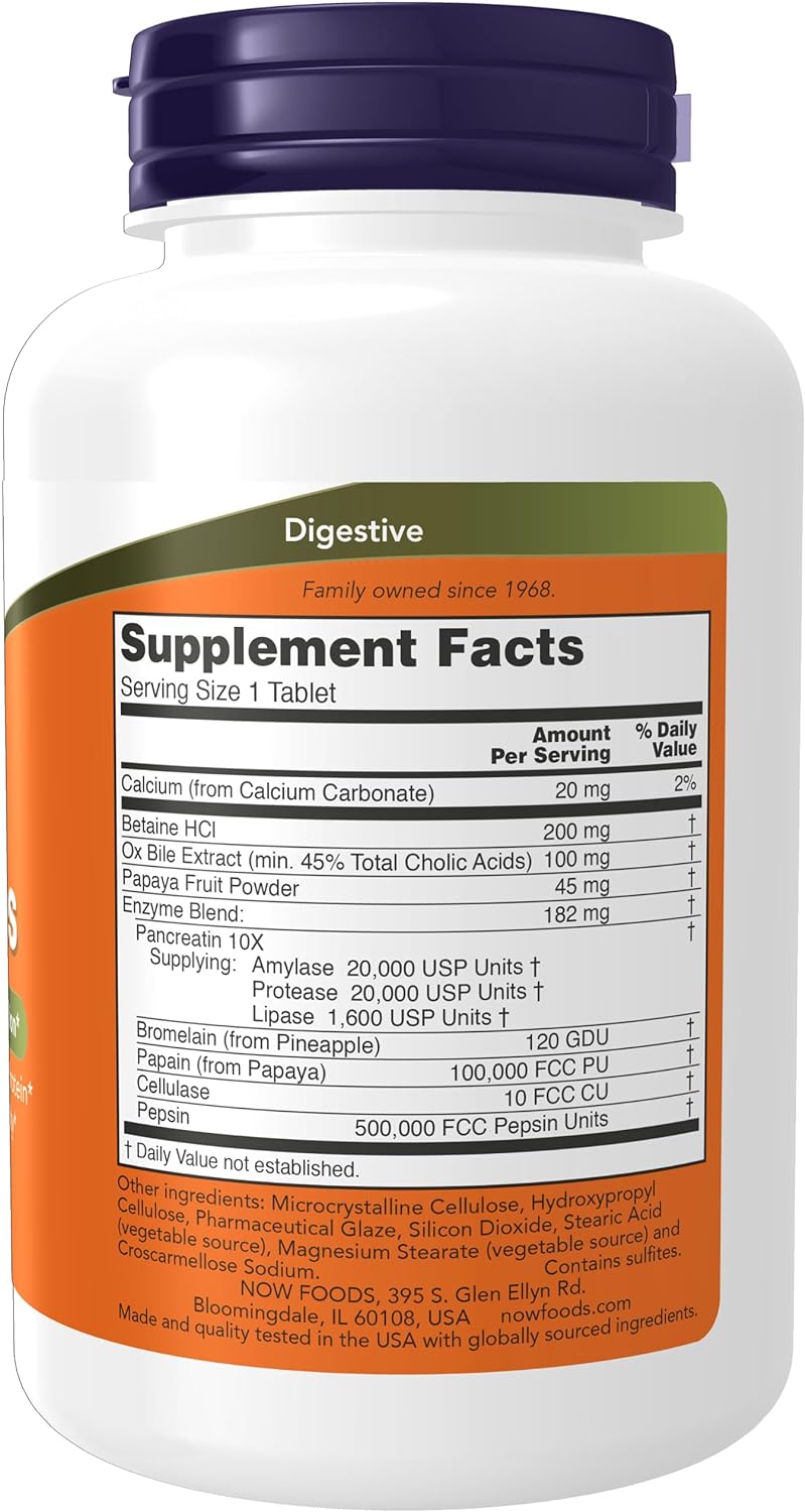 NOW Supplements, Super Enzymes, Formulated with Bromelain, Ox Bile, Pancreatin and Papain, 180 Tablets