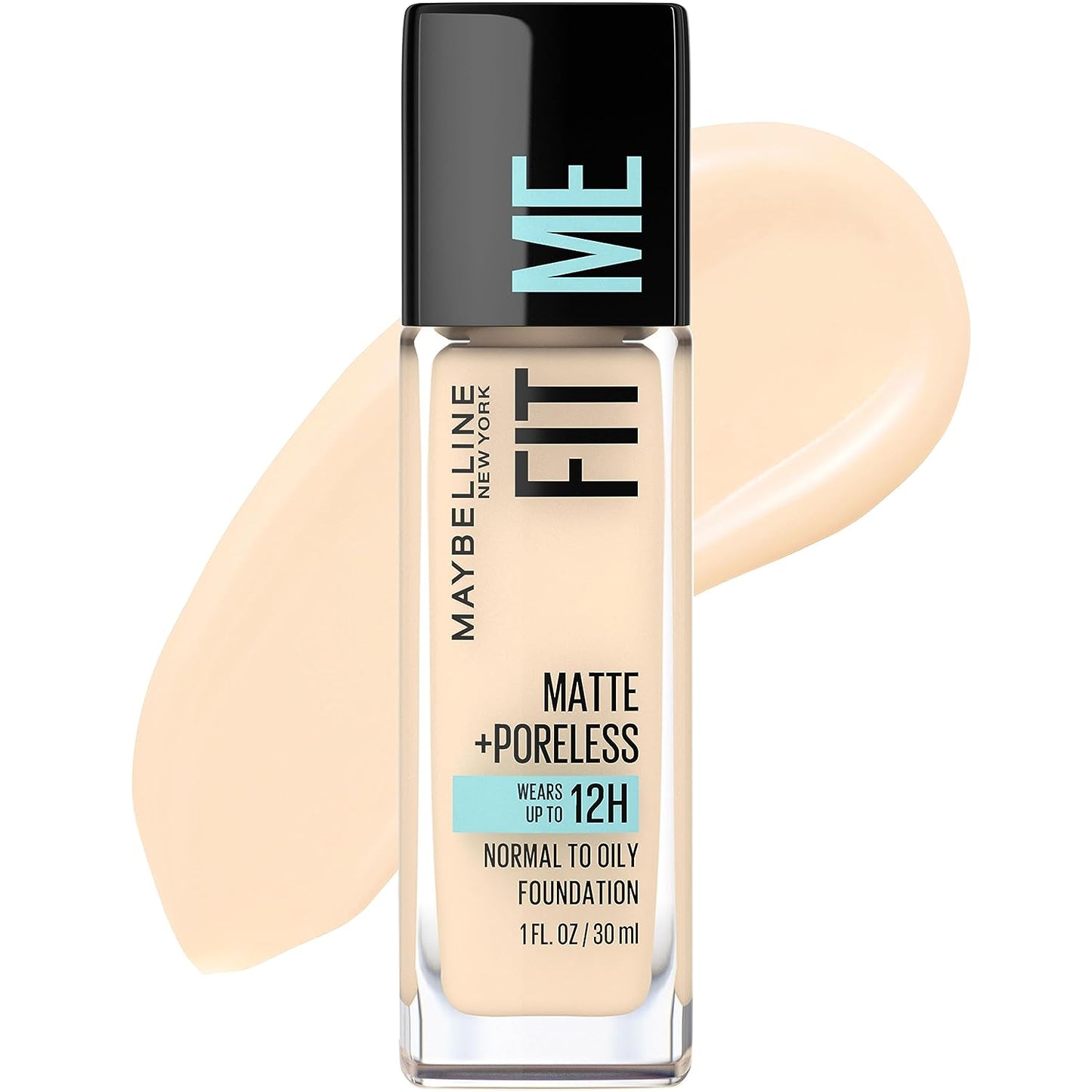 Maybelline Fit Me Matte + Poreless Liquid Oil-Free Foundation Makeup, Porcelain, 1 Count (Packaging May Vary)