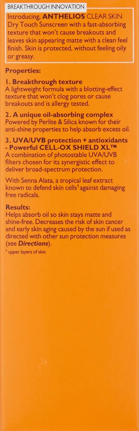 La Roche-Posay Anthelios Clear Skin Dry Touch Sunscreen SPF 60, Oil Free Face Sunscreen for Acne Prone Skin, Won't Cause Breakouts