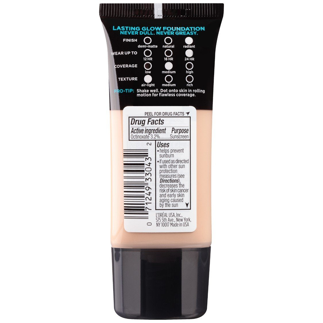 L'Oréal Paris Infallible Pro-Glow Foundation, Creamy Natural, 1 fl. oz.