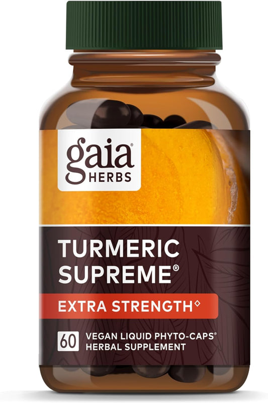 Gaia Herbs Turmeric Supreme Extra Strength - Helps Reduce Occasional Swelling from Normal Wear & Tear - with Turmeric Curcumin & Black Pepper - 60 Vegan Liquid Phyto-Capsules (Up to 60-Day Supply)