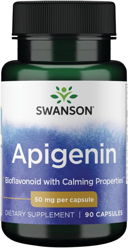 Swanson Apigenin Supplement for Sleep - 90 Caps, 50 mg Each - Sleep and Relaxation with Stress Relief - Natural Support (Packaging May Vary)