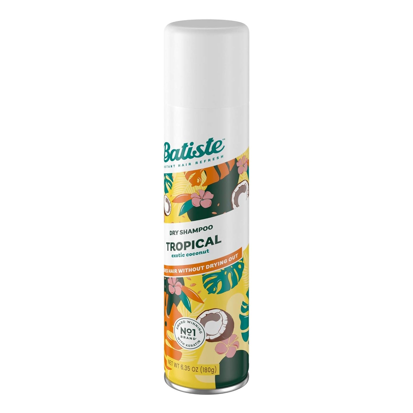 Batiste Dry Shampoo, Tropical Fragrance, Refresh Hair and Absorb Oil Between Washes, Waterless Shampoo for Added Hair Texture and Body, 6.35 OZ Dry Shampoo Bottle