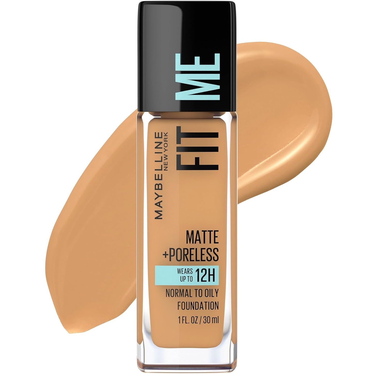 Maybelline Fit Me Matte + Poreless Liquid Oil-Free Foundation Makeup, Golden Caramel, 1 Count (Packaging May Vary)