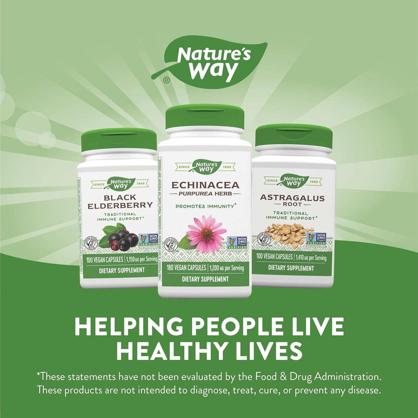 Nature's Way Echinacea Purpurea Herb, Immune Support*, 1,200 mg per serving, 180 Capsules