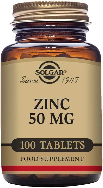 Solgar Zinc 50 mg, 100 Tablets - Zinc for Healthy Skin, Taste & Vision - Immune System & Antioxidant Support - Supports Cell Growth & DNA Formation - Non GMO, Vegan, Gluten Free - 100 Servings