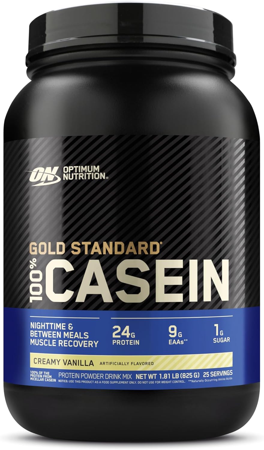 Optimum Nutrition Gold Standard 100% Micellar Casein Protein Powder, Slow Digesting, Helps Keep You Full, Overnight Muscle Recovery, Creamy Vanilla, 1.81 LB (Packaging May Vary)