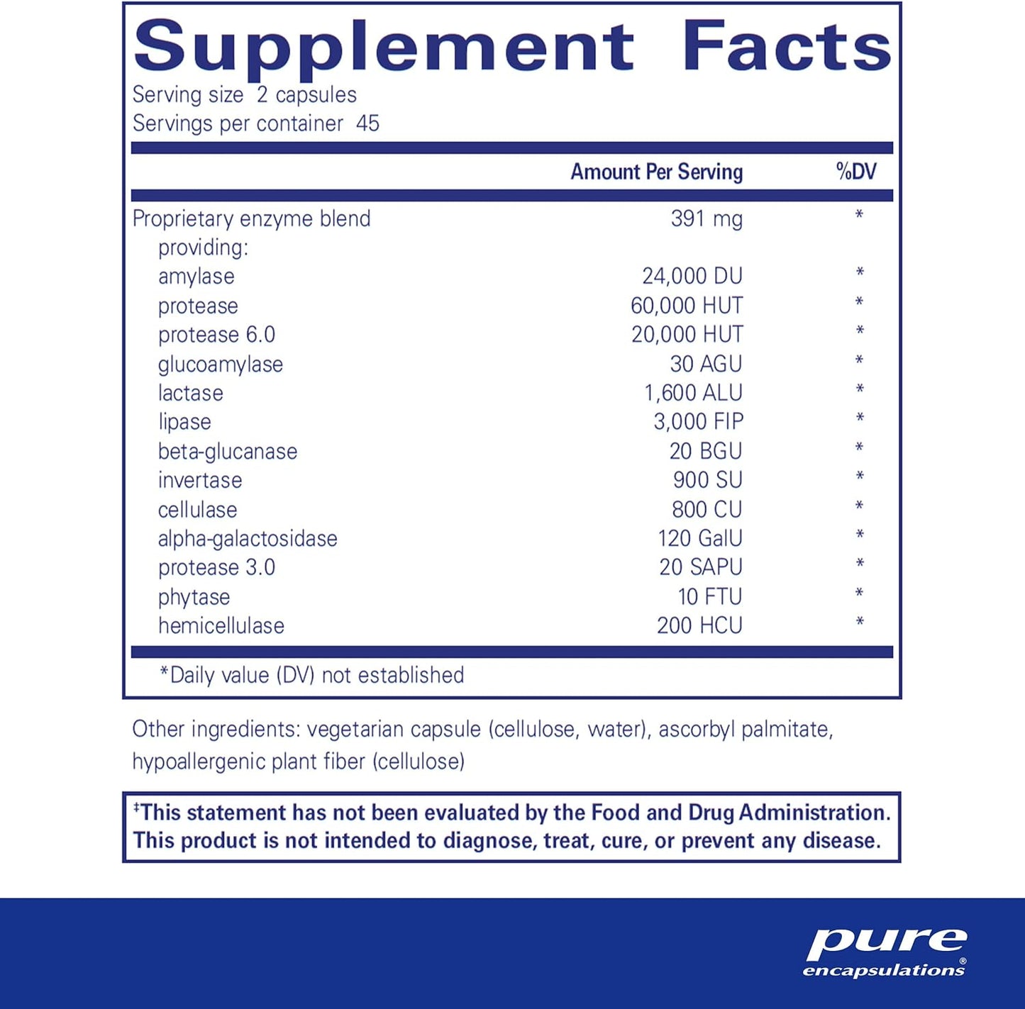 Pure Encapsulations Digestive Enzymes Ultra - Aids Digestion of Protein, Carbs, Fat & More* - 90 Capsules