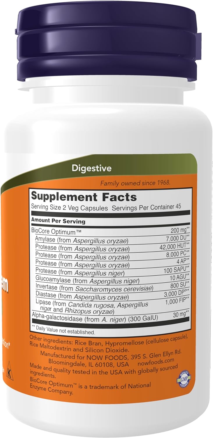 NOW Supplements, Optimal Digestive System, Full Spectrum Enzymes, 90 Veg Capsules