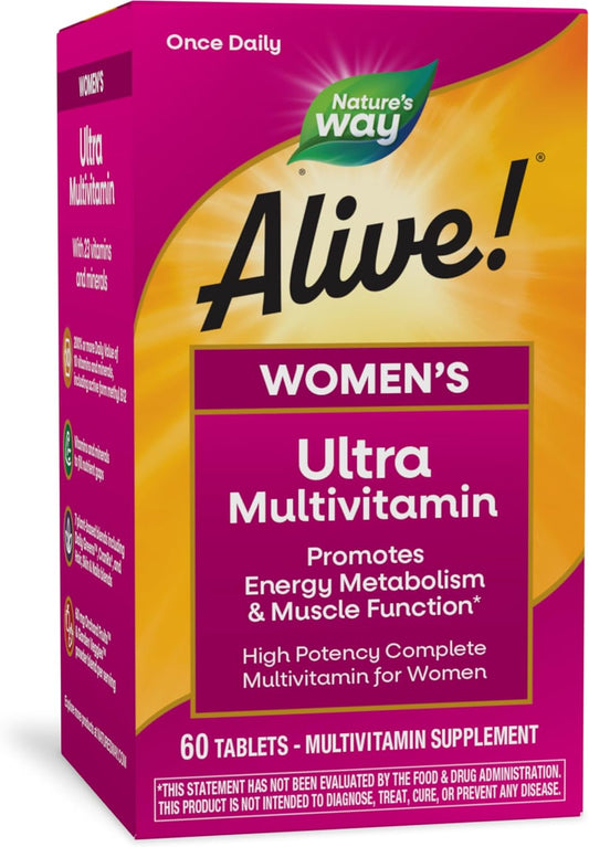 Nature's Way Alive! Women's Daily Ultra Multivitamin, High Potency Formula, Promotes Energy Metabolism and Muscle Function*, 60 Tablets (Packaging May Vary)