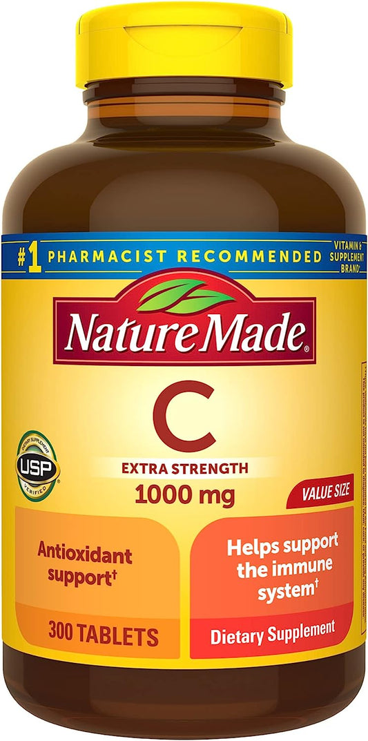 Nature Made Extra Strength Vitamin C 1000 mg, Dietary Supplement for Immune Support, 300 Tablets, 300 Day Supply