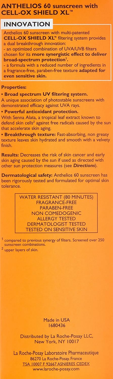 La Roche-Posay Anthelios Melt-In Milk Body & Face Sunscreen SPF 60, Oil Free Sunscreen for Sensitive Skin, Sport Sunscreen Lotion, Sun Protection & Sun Skin Care, Oxybenzone Free