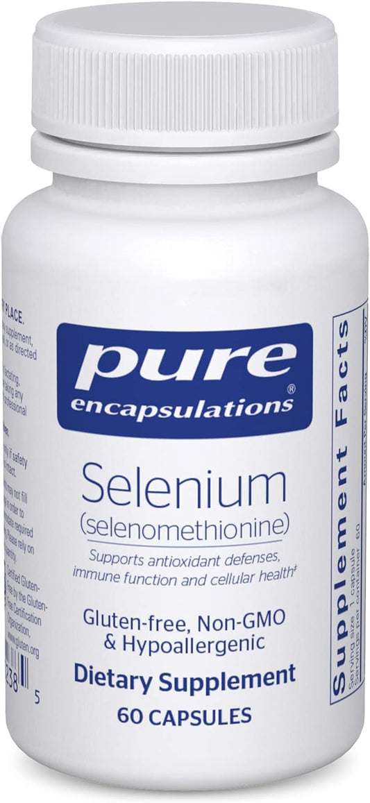 Pure Encapsulations Selenium - 200 mcg - for Healthy Cellular Function, Immune System & Antioxidant Defenses - Mineral Supplement - Vegan & Gluten Free - 60 Capsules