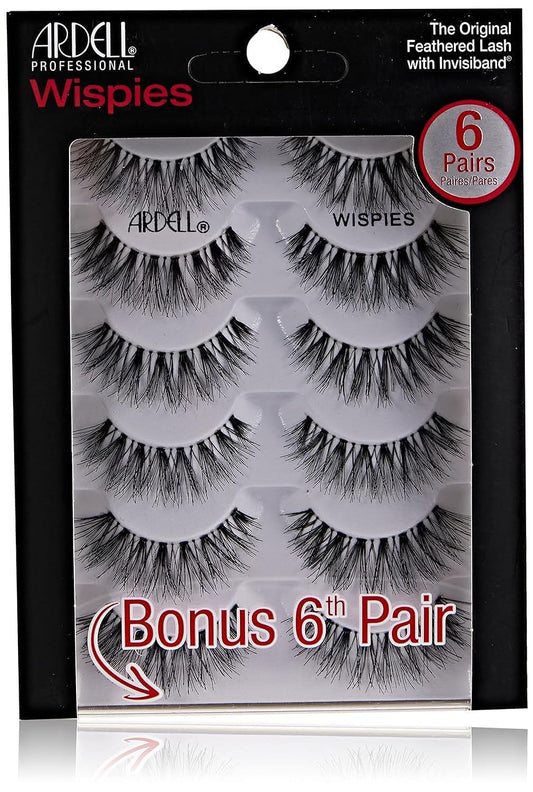 Ardell False Eyelashes Wispies Black, 1 pack (6 pairs of strip lashes per pack)