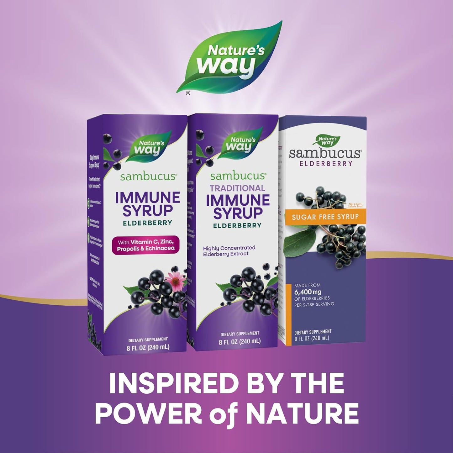 Nature’s Way Sambucus Elderberry Traditional Immune Syrup, Highly Concentrated Black Elderberry Extract, Traditional Immune Support*, Delicious Berry Flavored, 8 Fl Oz (Packaging May Vary)