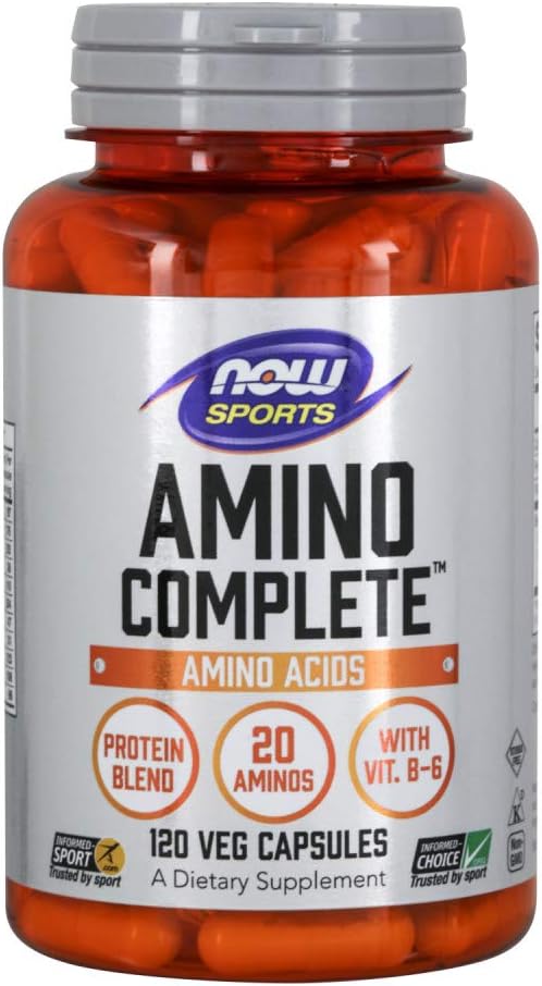 NOW Sports Nutrition, Amino Complete™, Protein Blend With 21 Aminos and B-6, 120 Veg Capsules