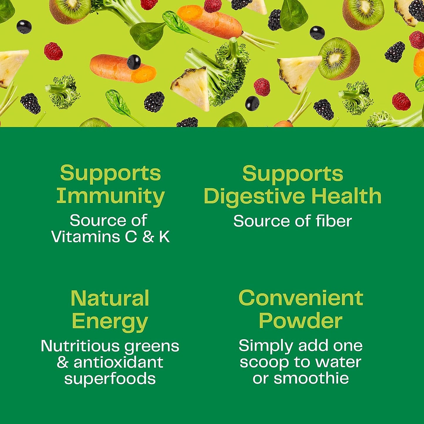 Amazing Grass Greens Blend Superfood: Super Greens Powder Smoothie Mix for Boost Energy ,with Organic Spirulina, Chlorella, Beet Root Powder, Digestive Enzymes & Probiotics, Original, 60 Servings