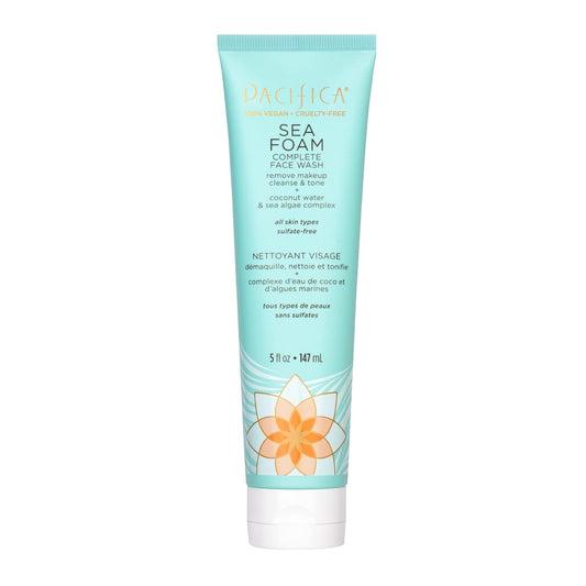 Pacifica Beauty Sea Foam Face Wash, Daily Gentle Foaming Cleanser, With Coconut Water + Sea Algae, Removes Makeup, For Combination and Oily Skin, Vegan & Cruelty Free