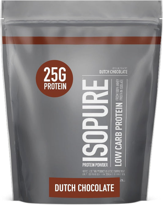 Isopure Dutch Chocolate Whey Isolate Protein Powder with Vitamin C & Zinc for Immune Support, 25g Protein, Low Carb & Keto Friendly, 14 Servings, 1 Pound (Packaging May Vary)