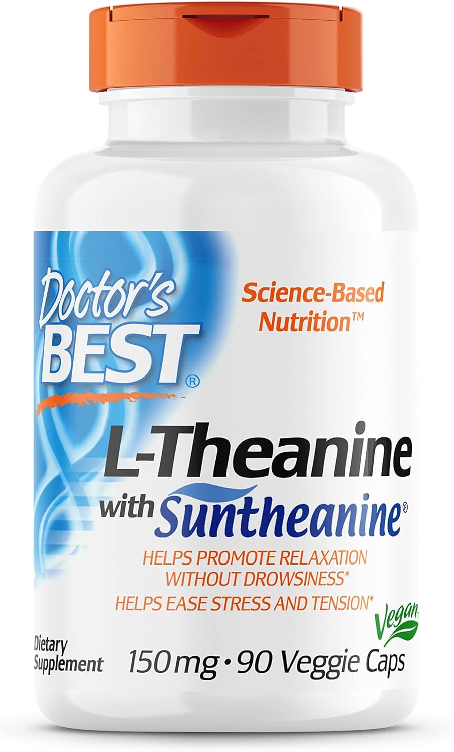 Doctor's Best L-Theanine Contains Suntheanine, Helps Reduce Stress & Sleep, Non-GMO, Gluten Free, Vegan, 150 mg (DRB-00197), 90 Count