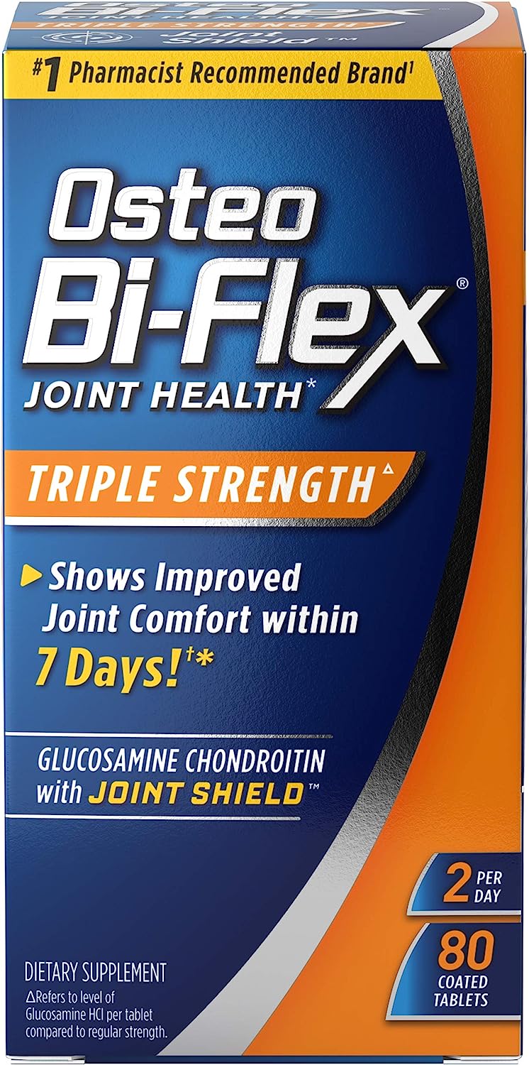 Osteo Bi-Flex Triple Strength(5), Glucosamine Chondroitin with Vitamin C Joint Health Supplement, Coated Tablets, 80 Count (Pack of 1)