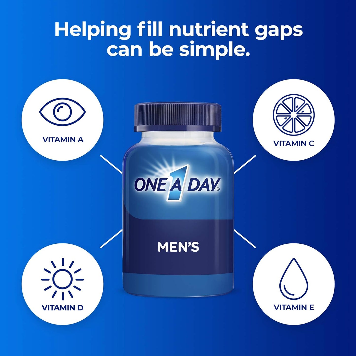 One A Day Men’s Multivitamin, Supplement Tablet with Vitamin A, Vitamin C, Vitamin D, Vitamin E and Zinc for Immune Health Support, B12, Calcium & more, 200 count (Packaging May Vary), pack of 1