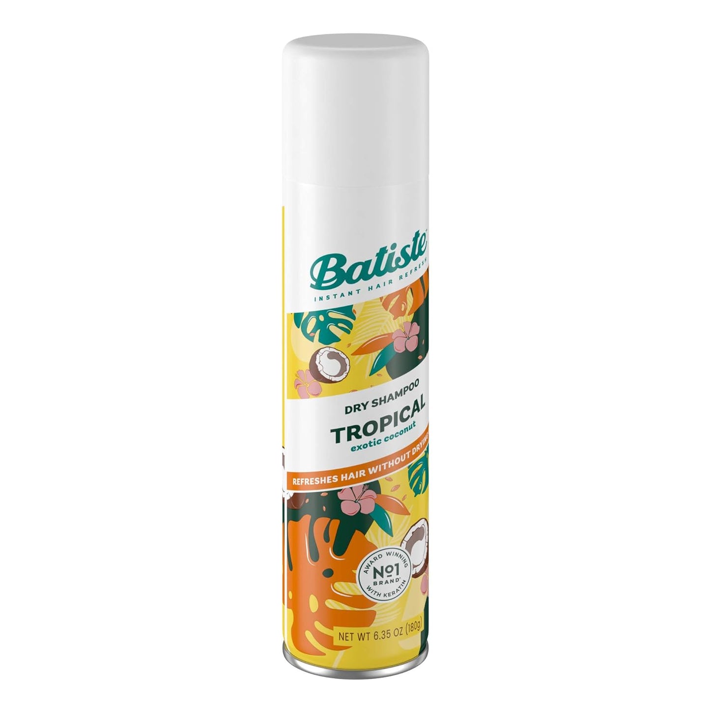 Batiste Dry Shampoo, Tropical Fragrance, Refresh Hair and Absorb Oil Between Washes, Waterless Shampoo for Added Hair Texture and Body, 6.35 OZ Dry Shampoo Bottle