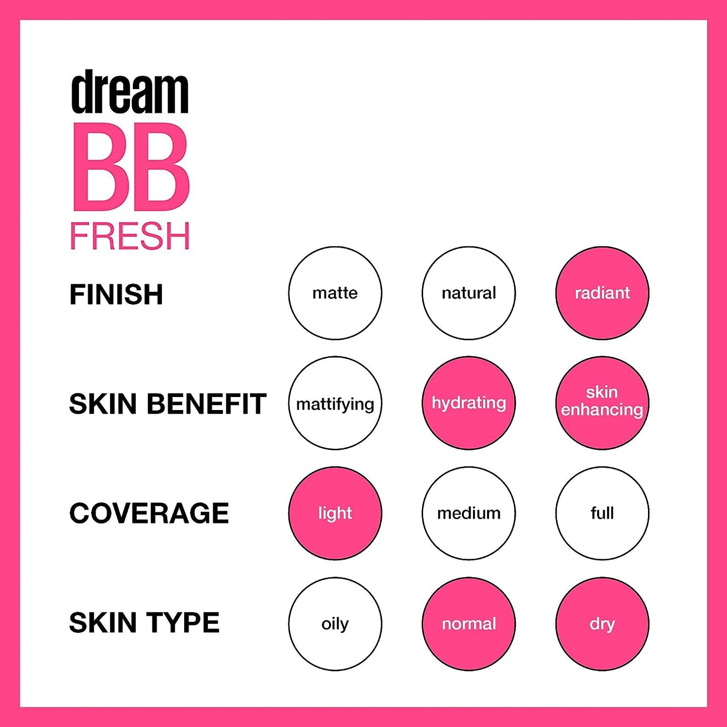 Maybelline Dream Fresh Skin Hydrating BB cream, 8-in-1 Skin Perfecting Beauty Balm with Broad Spectrum SPF 30, Sheer Tint Coverage, Oil-Free, Medium/Deep, 1 Fl Oz