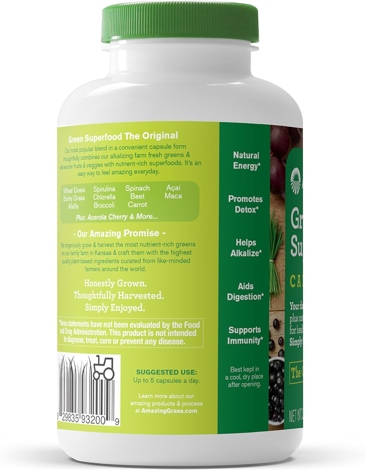 Amazing Grass Greens Blend Superfood Capsules: Super Greens with Organic Spirulina, Chlorella, Beet Root Powder, Digestive Enzymes & Probiotics, 150 Capsules (Packaging May Vary)