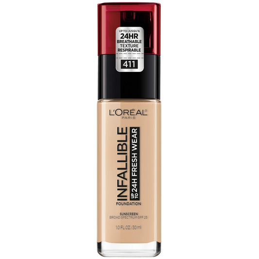 L'Oreal Paris Makeup Infallible Up to 24 Hour Fresh Wear Lightweight Foundation, Beige Ivory, 1 Fl Oz.