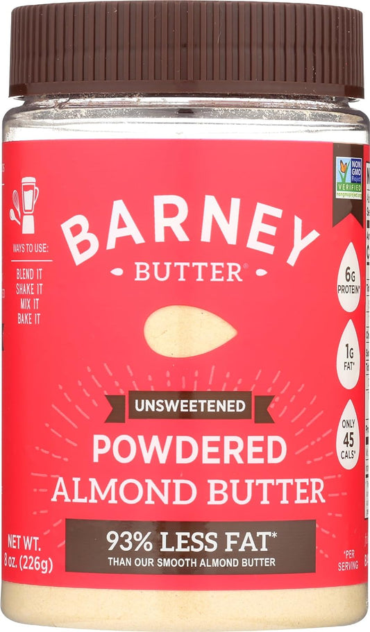 Barney Butter Powdered Almond Butter, Unsweetened, 8 Ounce Jar, No Added Sugar or Salt, Non-GMO, Gluten Free, Keto, Paleo, Vegan