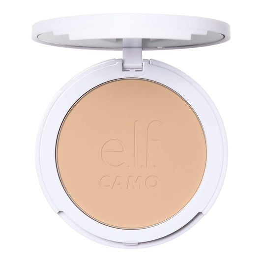 e.l.f. Camo Powder Foundation, Lightweight, Primer-Infused Buildable & Long-Lasting Medium-to-Full Coverage Foundation, Light 210 N