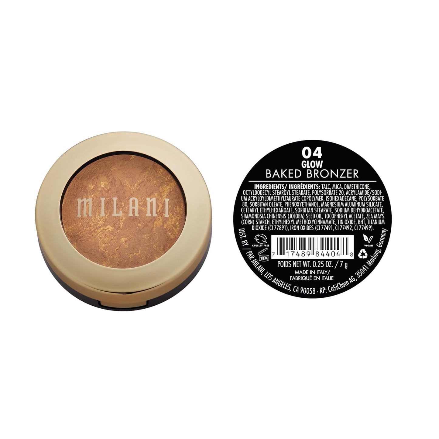 Milani Baked Bronzer - Glow, Cruelty-Free Shimmer Bronzing Powder to Use For Contour Makeup, Highlighters Makeup, Bronzer Makeup, 0.25 Ounce