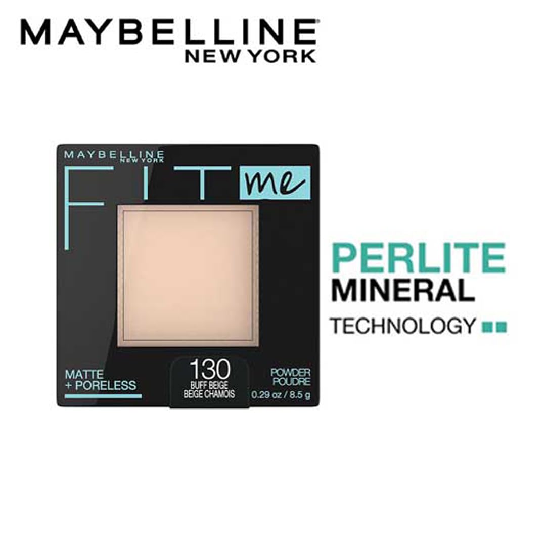 Maybelline Fit Me Matte + Poreless Pressed Face Powder Makeup & Setting Powder, Buff Beige, 1 Count