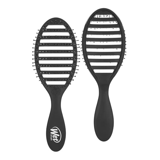 Wet-Brush Speed Dry Hair-Brush, Black - Vented Design and Ultra Soft HeatFlex Bristles Are Blow Dry Safe With Ergonomic Handle Manages Tangle and Uncontrollable Hair - Pain-Free