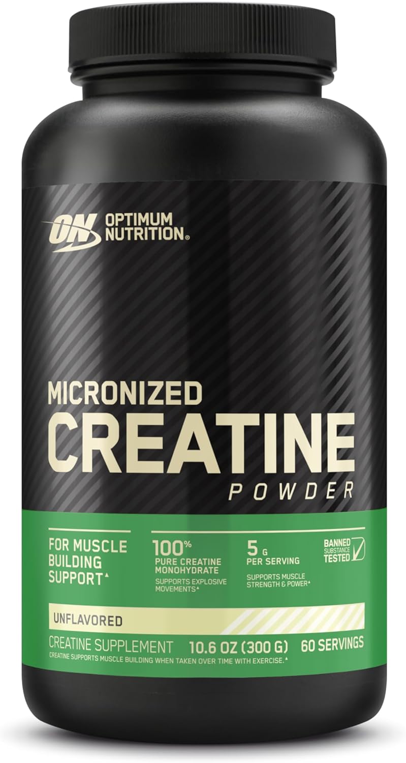 Optimum Nutrition Micronized Creatine Monohydrate Powder, Unflavored, Keto Friendly, 60 Servings (Packaging May Vary)