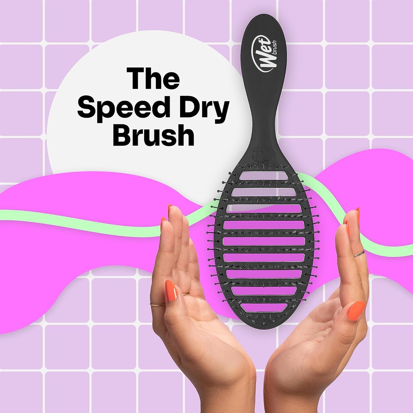 Wet-Brush Speed Dry Hair-Brush, Black - Vented Design and Ultra Soft HeatFlex Bristles Are Blow Dry Safe With Ergonomic Handle Manages Tangle and Uncontrollable Hair - Pain-Free