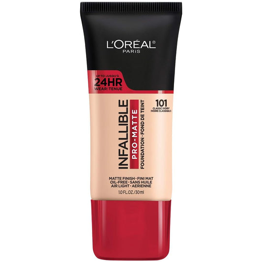 L'Oreal Paris Cosmetics Makeup Infallible Pro-Matte Liquid Longwear Foundation, Classic Ivory, 1 fl oz