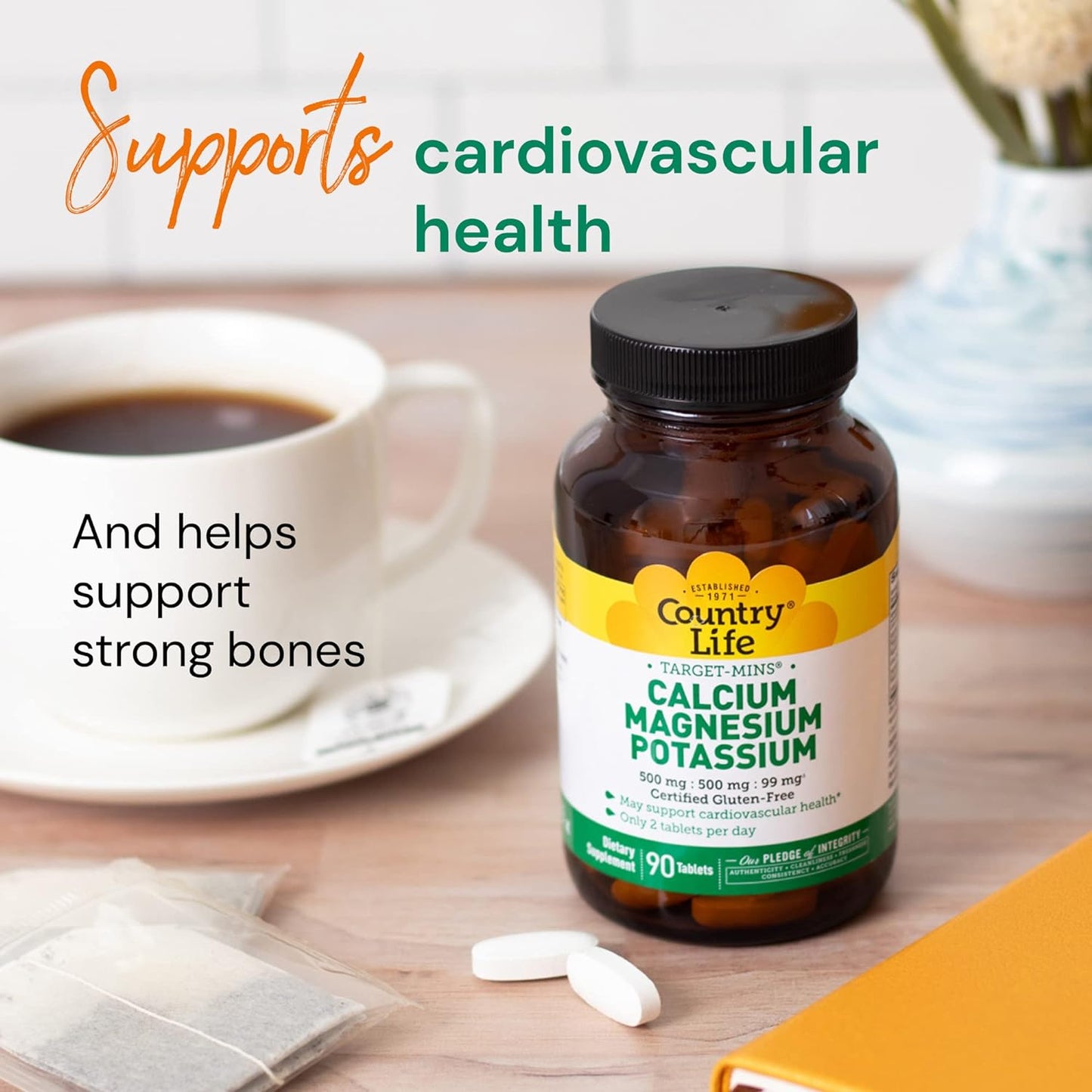 Country Life, Target-Mins Calcium Magnesium Potassium, Supports Heart Health, Daily Supplement, 180 ct