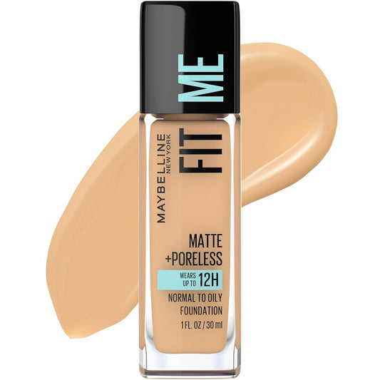 Maybelline Fit Me Matte + Poreless Liquid Oil-Free Foundation Makeup, Rich Tan, 1 Count (Packaging May Vary)