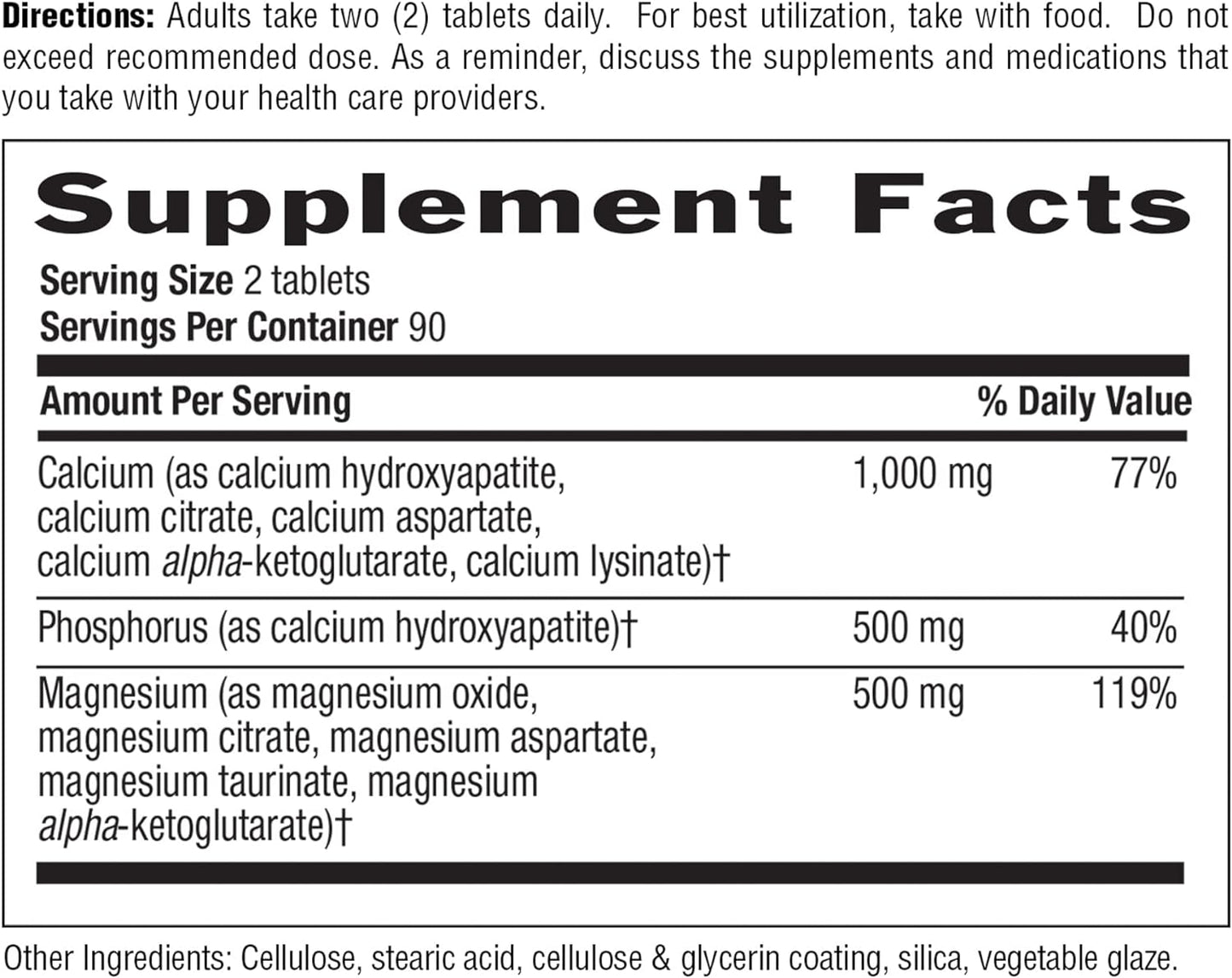 Country Life Target-Mins Calcium Magnesium Complex 1000mg/500mg, 180 Tablets, Certified Gluten Free, Certified Vegan, Certified Non-GMO Verified