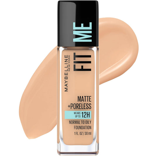 Maybelline Fit Me Matte + Poreless Liquid Oil-Free Foundation Makeup, True Beige, 1 Count (Packaging May Vary)