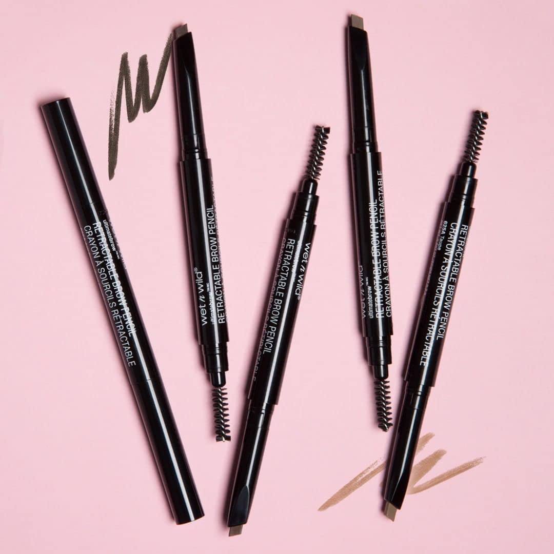 wet n wild Ultimate Eyebrow Retractable Definer Pencil, Taupe, Dual-Sided Brow Brush, Fine Tip, Shapes, Defines, Fills Brow Makeup