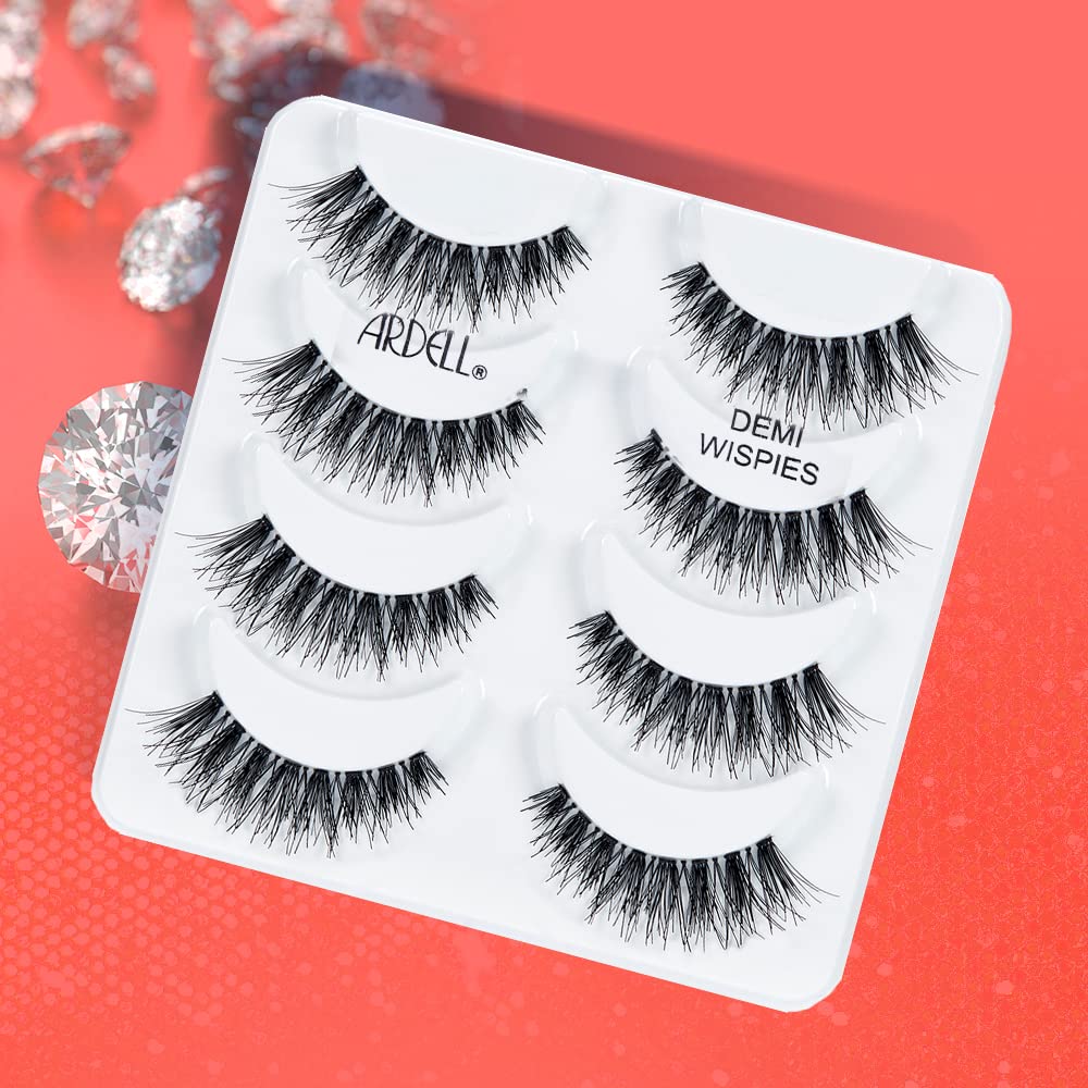 Ardell Demi Wispies False Eyelashes Black, Eye Make-Up Enhancement, Full Volume Strip Lashes - 4 pairs, 1 Pack