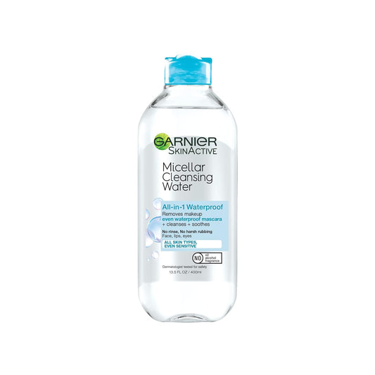 Garnier SkinActive Micellar Water For Waterproof Makeup, Facial Cleanser & Makeup Remover, 13.5 Fl Oz (400mL), 1 Count (Packaging May Vary)