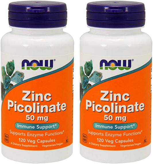 NOW Foods Zinc Picolinate 50mg,120 Capsules (Pack of 2)