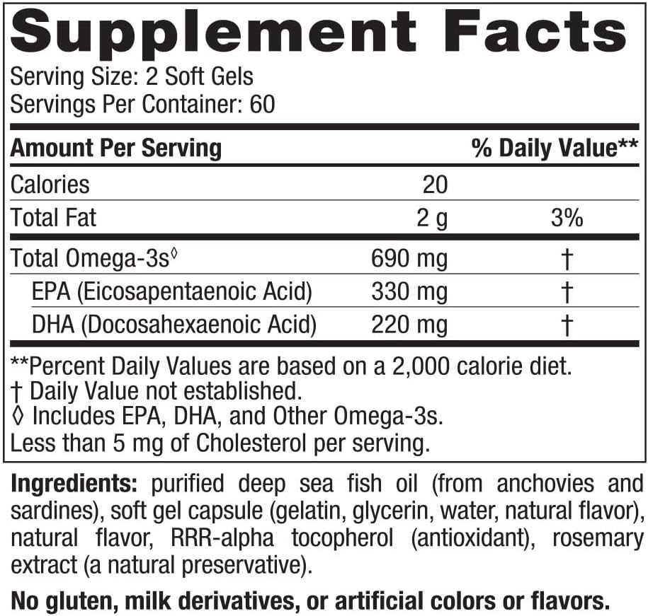 Nordic Naturals Omega-3, Lemon Flavor - 120 Soft Gels - 690 mg Omega-3 - Fish Oil - EPA & DHA - Immune Support, Brain & Heart Health, Optimal Wellness - Non-GMO - 60 Servings