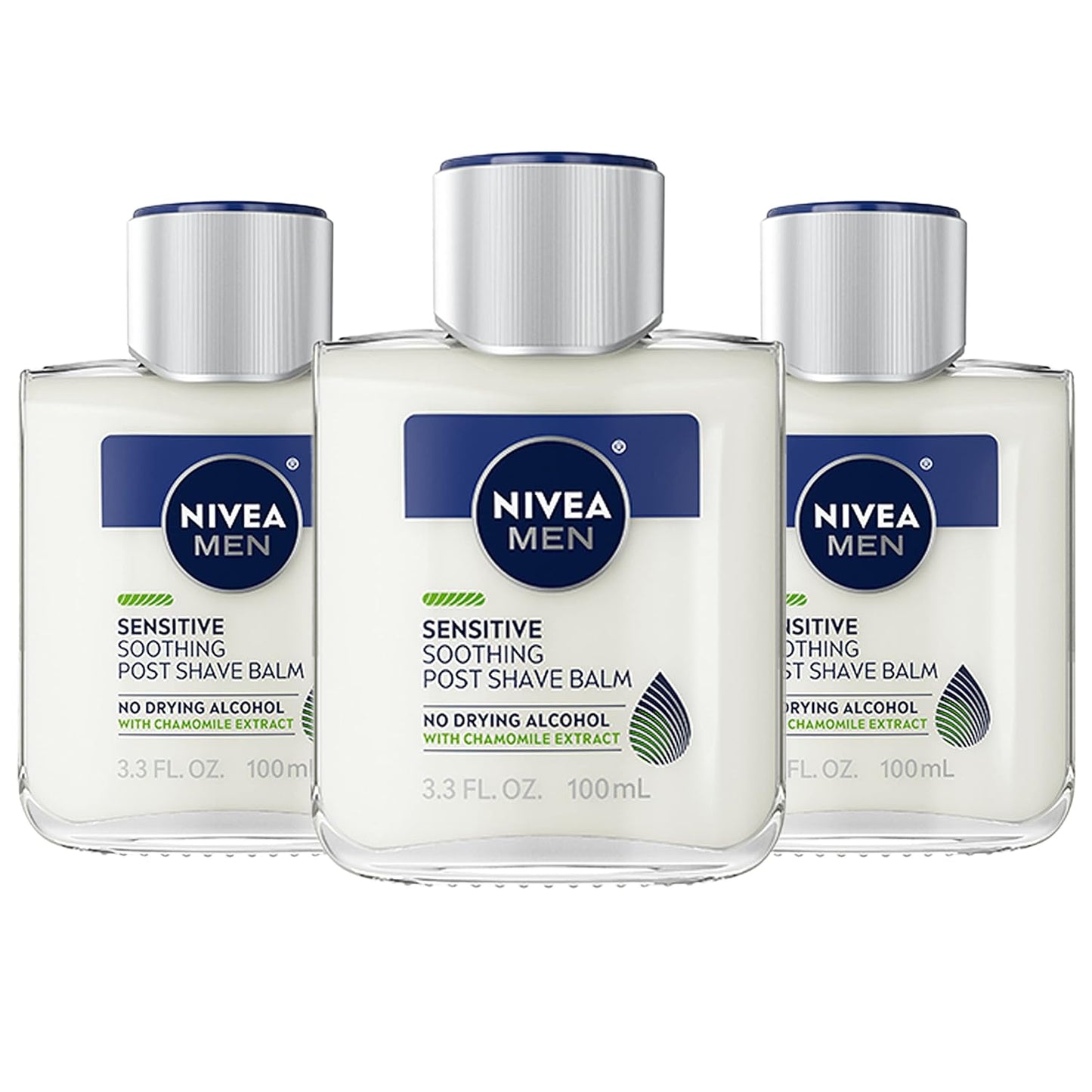 Nivea Men Sensitive Post Shave Balm with Vitamin E, Chamomile and Witch Hazel Extracts, 3 Pack of 3.3 Fl Oz Bottles