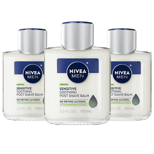 Nivea Men Sensitive Post Shave Balm with Vitamin E, Chamomile and Witch Hazel Extracts, 3 Pack of 3.3 Fl Oz Bottles